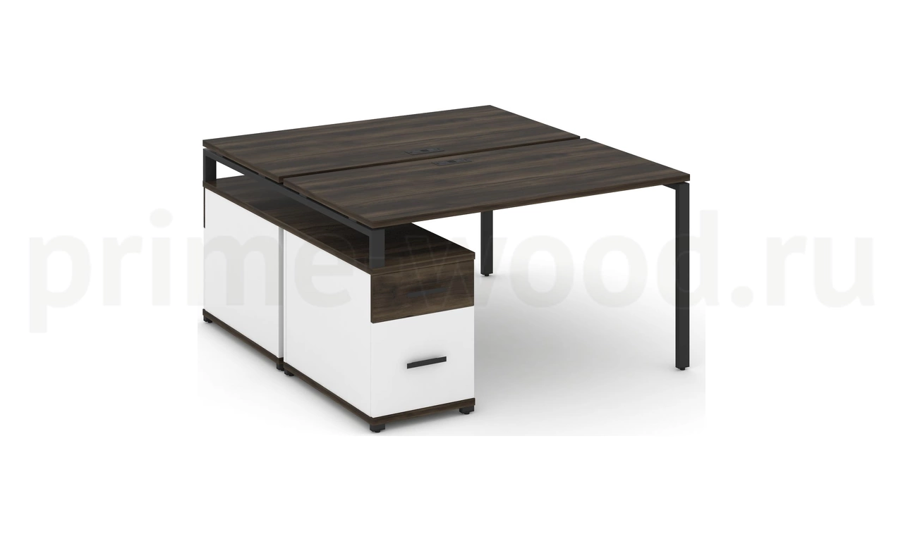 Рабочая станция на 2 места с двухсторонней опорной тумбой CN.DRS-307 B/W - фото 0