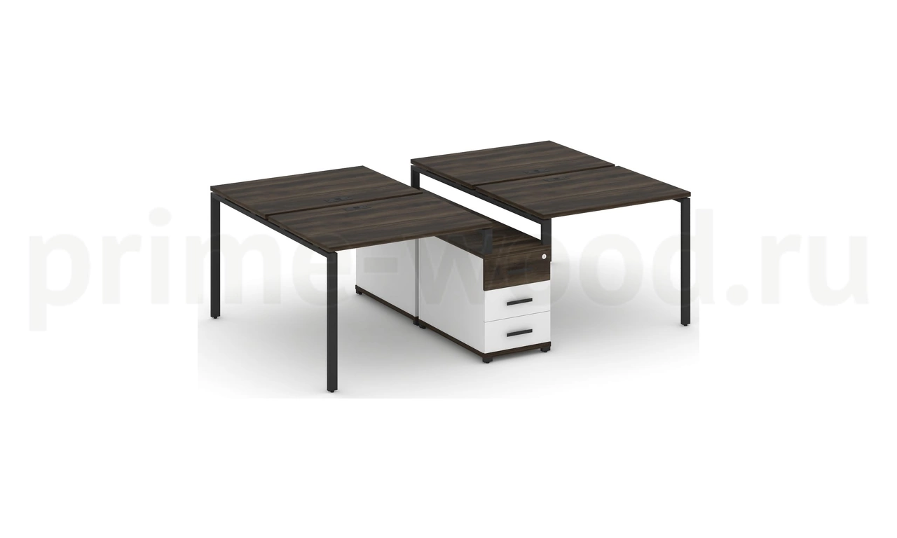Рабочая станция на 4 места с двухсторонней опорной тумбой CN.DRS-309 B/W - фото 0