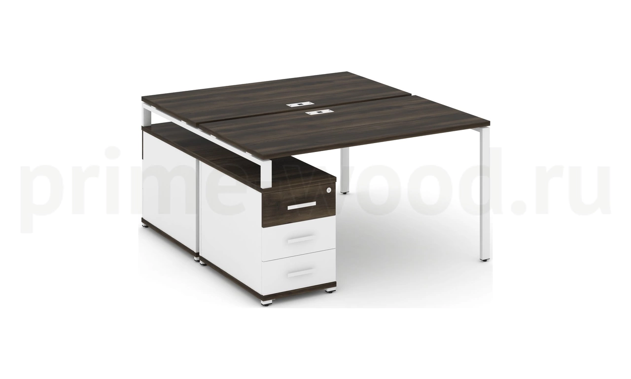 Рабочая станция на 2 места с двухсторонней опорной тумбой CN.DRS-303 B/W - фото 10