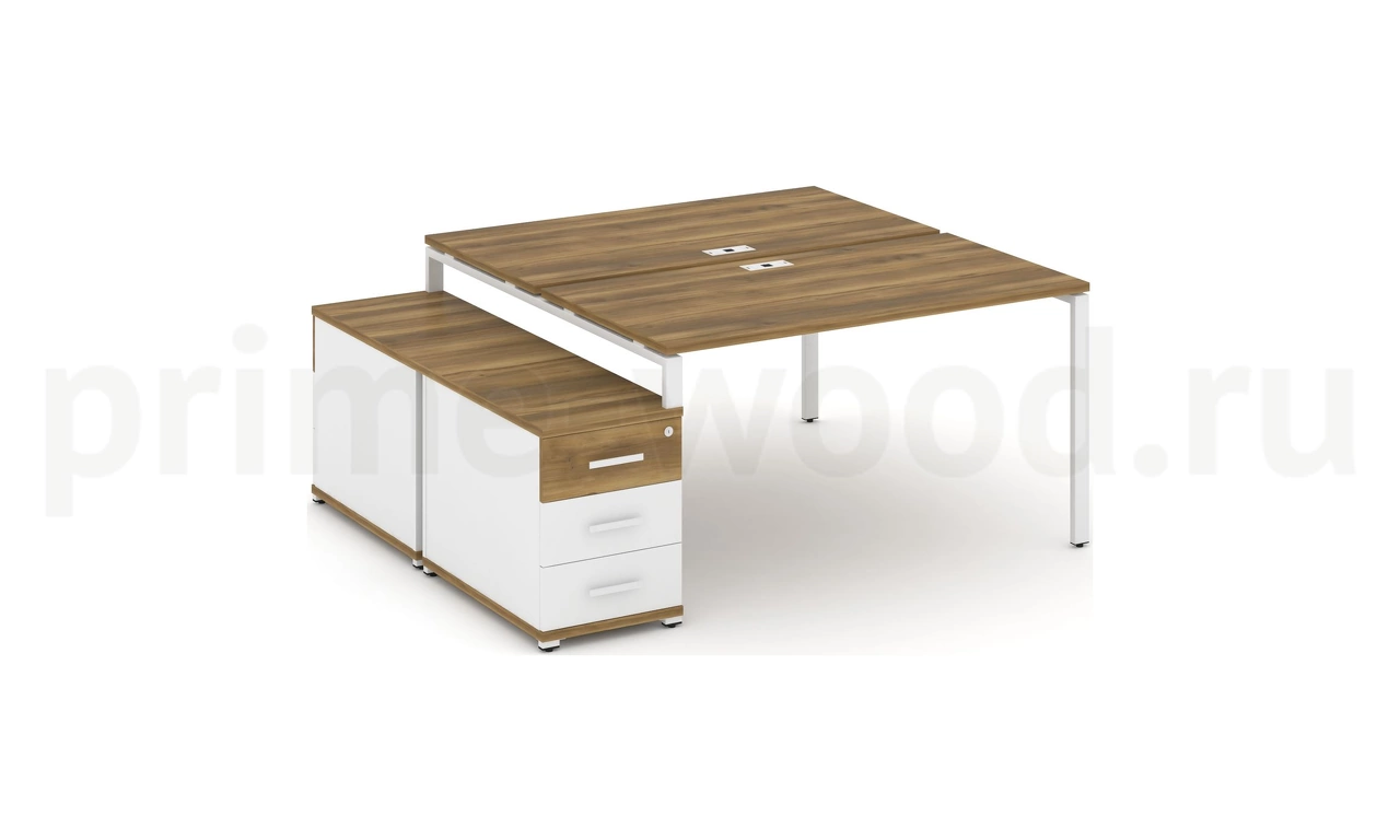 Рабочая станция на 2 места с двухсторонней опорной тумбой CN.DRS-303 B/W - фото 8