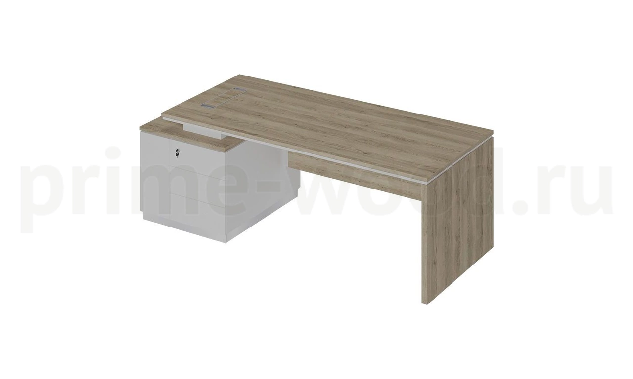 Стол руководителя (опора ДСП) на опорной тумбе (левый) City 198x90x75 - фото 1